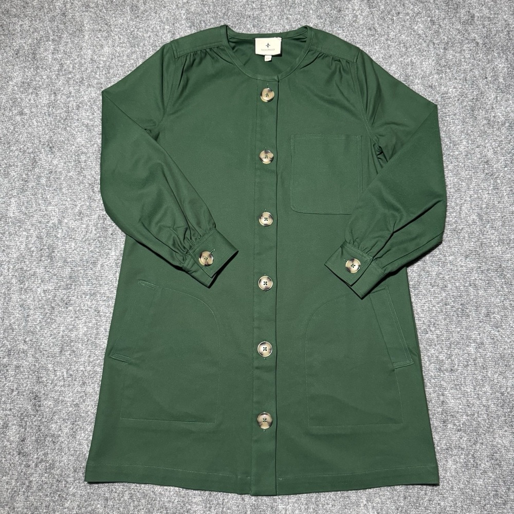 TUCKERNUCK Dark Green Blake‎ Dress Size XXS Long Sleeve Button Knee-Length